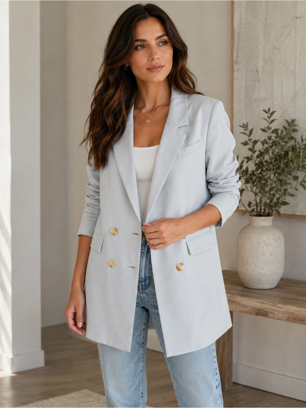 BB Dakota Steve Madden XS Blue Double Breasted Longline Blazer NWOT